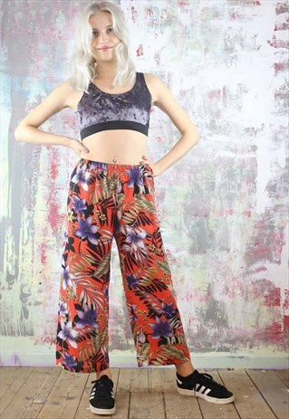 TROUSERS IN BOLD FLOWER PRINT