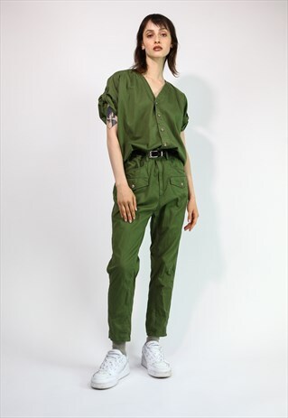 VINTAGE Y2K G-STAR JUMPSUIT UTILITY PANTS IN GREEN XS