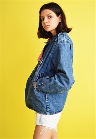 COOL 80'S RETRO DENIM OVERSIZED STONEWASH JACKET