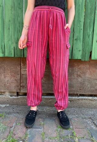 VINTAGE 90S CARGO STRIPED PINK PANTS