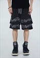 Basketball shorts sport chain patch pants in black