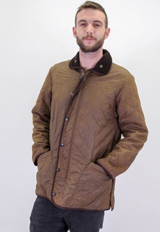 VINTAGE BARBOUR QUILTED JACKET IN BROWN XL