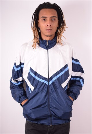 MENS VINTAGE TRACKSUIT TOP JACKET MEDIUM BLUE 90S