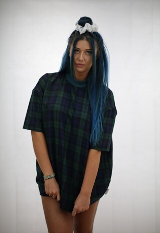 GREEN TARTAN OVERSIZED TOP