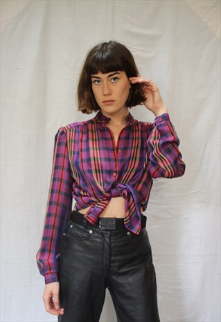 SHEER CHECKED 80'S BLOUSE