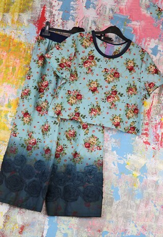 CROPPED PANTS & TOP CO-ORDINATES FLOWER PRINT