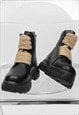 PUNK ANKLE BOOTS CHUNKY SOLE HIKING SHOES TRACTOR TRAINERS