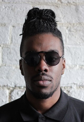 BLACK METAL FLIP UP RETRO SUNGLASSES