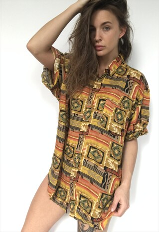 PATTERNED OVERSIZED RETRO VINTAGE UNISEX FESTIVAL SHIRT