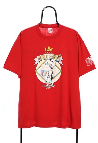 VINTAGE 90S RED WORLD SERIES SPORTS TSHIRT WOMENS