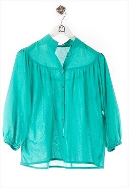 Vintage La Mode Smarti Style  Blouse Gathered Turquoise/Gree