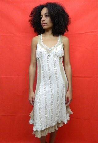 VINTAGE BEIGE CREAM LACE SUMMER DRESS