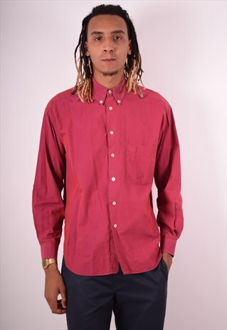VALENTINO MENS VINTAGE SHIRT MEDIUM RED 90S