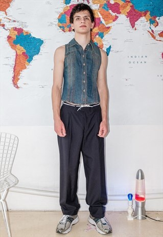 90'S VINTAGE SKATER FIT CLASSIC TROUSERS IN DARK BLUE