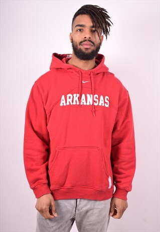 NIKE MENS VINTAGE HOODIE JUMPER MEDIUM RED 90'S