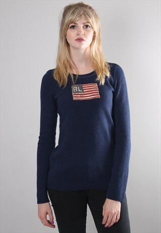 VINTAGE 90S POLO RALPH LAUREN USA FLAG SOFT JUMPER