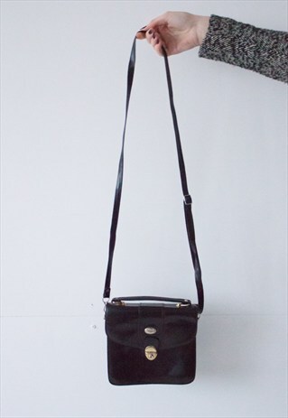 VINTAGE RETRO LITTLE BLACK LEATHER SHOULDER BAG