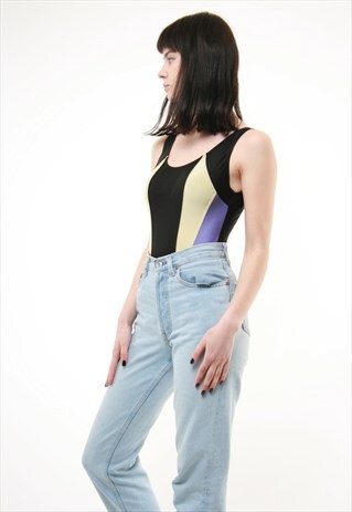 80S VINTAGE BLACK BEACH SWIMSUIT 441