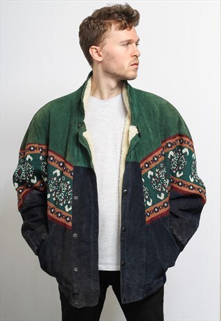 VINTAGE AZTEC INCA FLEECE LINED JACKET