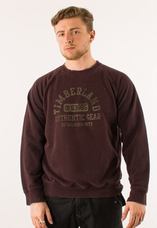 VINTAGE 90S GREY TIMBERLAND SPELLOUT CREWNECK SWEATSHIRT M