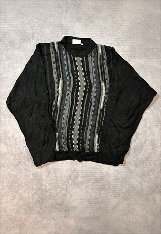 VINTAGE ABSTRACT KNITTED JUMPER FUNKY PATTERNED SWEATER