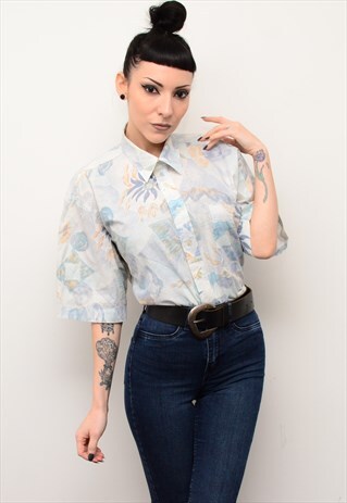 VINTAGE 90'S ABSTRACT RETRO PATTERNED OVERSIZED SHIRT
