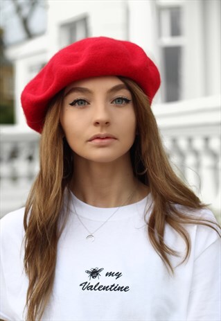 BEE MY VALENTINE EMBROIDERED WHITE T-SHIRT