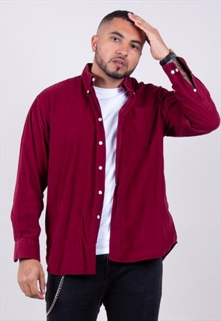 VINTAGE 90S RED CORD CORDUROY SHIRT C&A