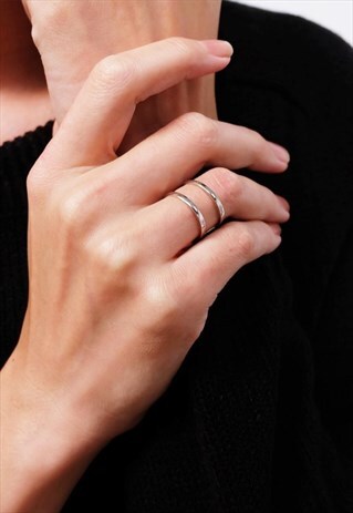 TWO LINE STERLING SILVER RING