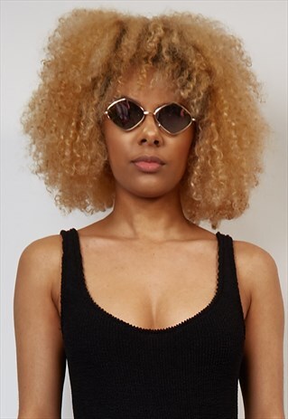 RETRO BROWN MIRROR DIAMOND FRAME SUNGLASSES