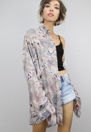 VINTAGE 80S/90S OVERSIZED PATTERNED SHIRT
