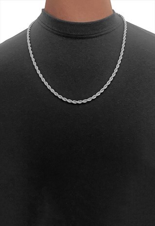 8MM 24" SILVER PLATED STAINLESS STEEL CURB NECKLACE CHAIN
