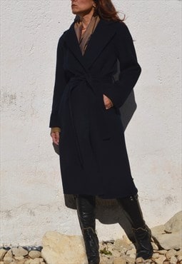 Blue handmade felt  pure new wool chic coat