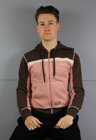 VINTAGE DICKIES ZIP UP HOODIE IN PINK AND BROWN WITH POUCH P