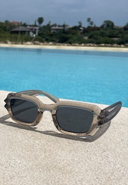 50's Sunglasses in Clear Grey with Smoke Grey lens
