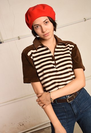 70'S RETRO STRIPED VELVET FESTIVAL GARM JUMPER TOP