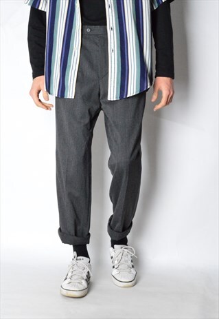 VINTAGE 90S GREY MINIMALIST WOOL BLEND PANTS