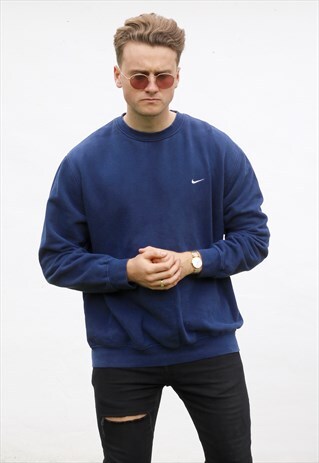 NIKE ATHLETIC 90S USA MINIMALIST NAVY BLUE SWEATSHIRT