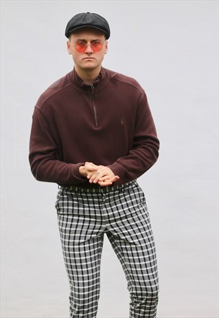 RALPH LAUREN 1/4 ZIP EARTHY BROWN SWEATSHIRT