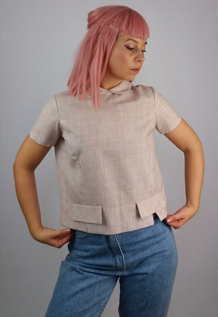 VINTAGE 90'S PASTEL PINK PETER PAN COLLAR TOP / BLOUSE