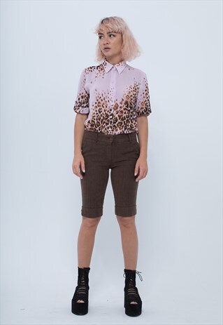 BROWN LOW WAISTED SHORT TROUSERS