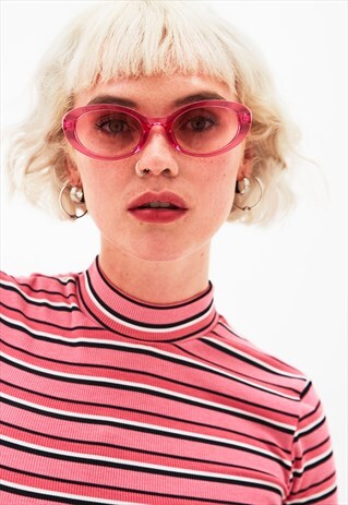 BLONDIE - CLASSIC OVAL MONO-COLOR PINK SUNGLASSES