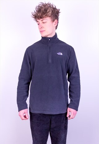 VINTAGE THE NORTH FACE 1/4 ZIP FLEECE SWEATSHIRT IN BLACK