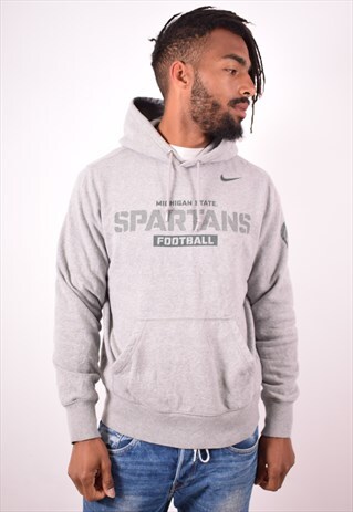 NIKE MENS VINTAGE SPARTANS HOODIE JUMPER MEDIUM GREY 90S