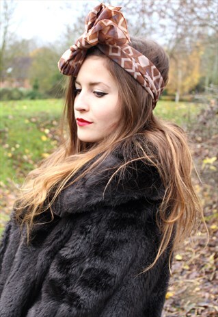 VINTAGE 70S SCARF ONE SIZE PATTERNED HEAD SCARF HEADWEAR