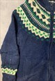 L. L. BEAN KNITTED JUMPER ZIP UP PATTERNED CHUNKY SWEATER