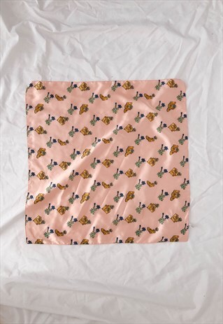 VINTAGE CHIC SQUARE FLORAL PRINTED SCARF IN PASTEL PINK