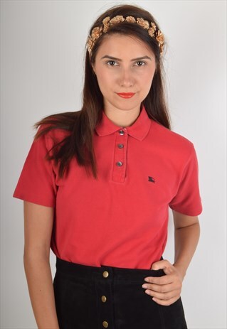 VINTAGE BURBERRY POLO T-SHIRT MADE IN ENGLAND SIZE M (872)