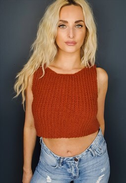 Cropped Daisy Duke Knit Vest Top - Handmade in Yorkshire