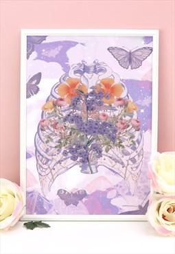 Lavender Ribcage A4 Art Print